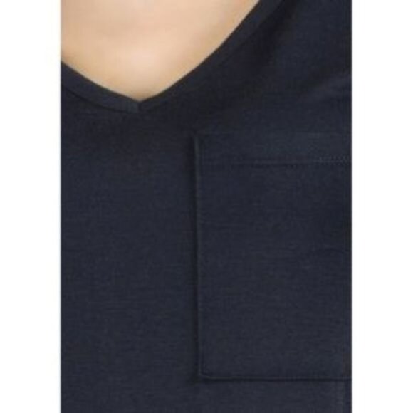 Yelete Basic Black V-Neck Criss Cross Back T-Shirt Dress - Picture 5 of 6